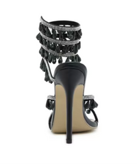 Embellished Spiral Wrap Around Stiletto Heels Black