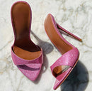 Saxon Pink Mule Stiletto Heels