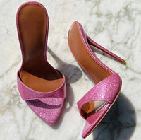 Saxon Pink Mule Stiletto Heels