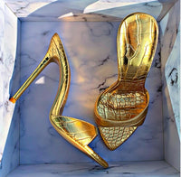 Saxon Gold Mule Stiletto Heels