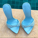 Mykonos Spiked Mules Light Blue