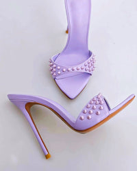 Mykonos Spiked Mules Lilac