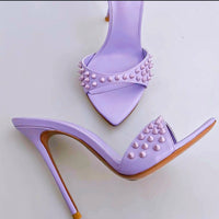 Mykonos Spiked Mules Lilac