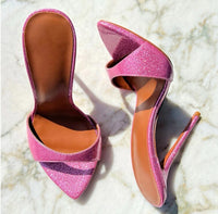 Saxon Pink Mule Stiletto Heels