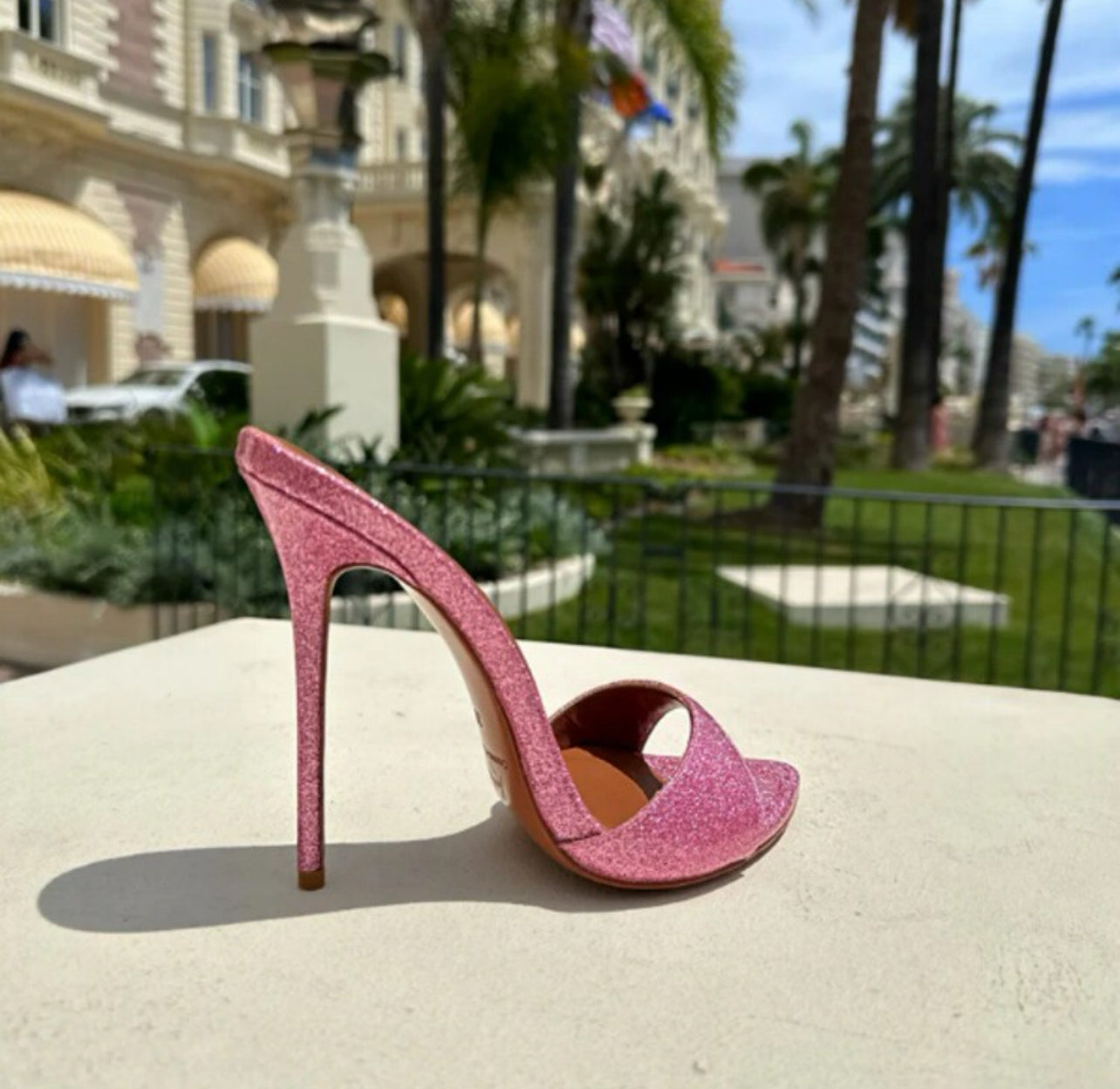 Saxon Pink Mule Stiletto Heels