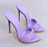 Mykonos Spiked Mules Lilac