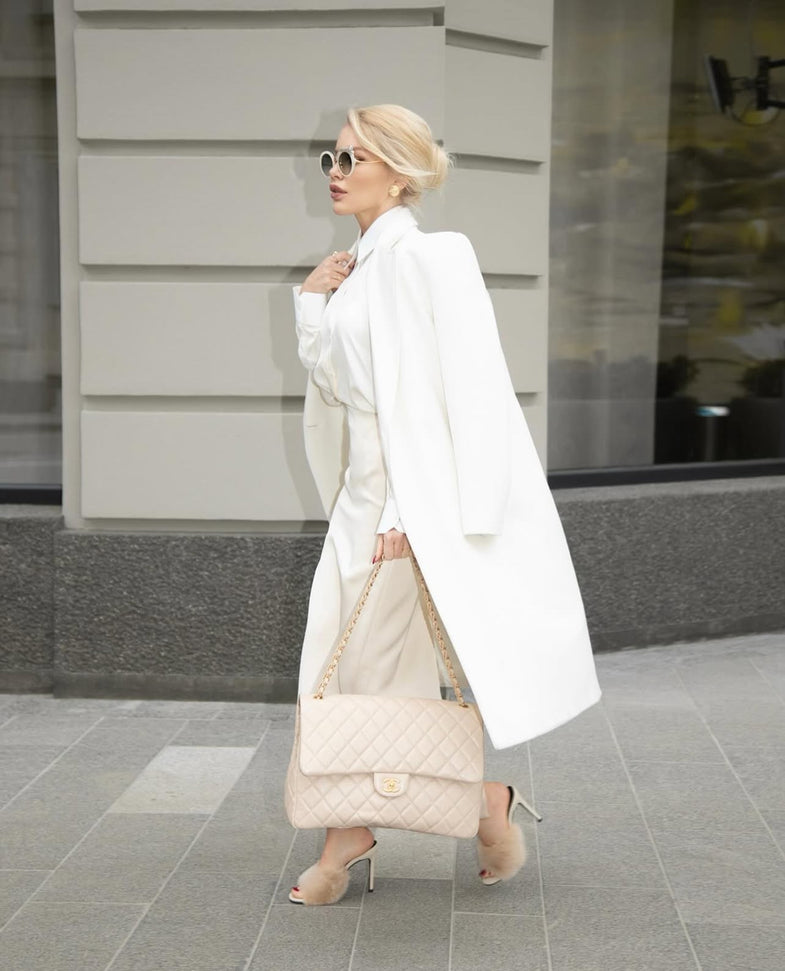 Blair Faux Fur Mule Heels in Cream
