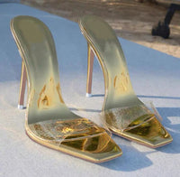 Bodhi Mule Stiletto Heels in Gold