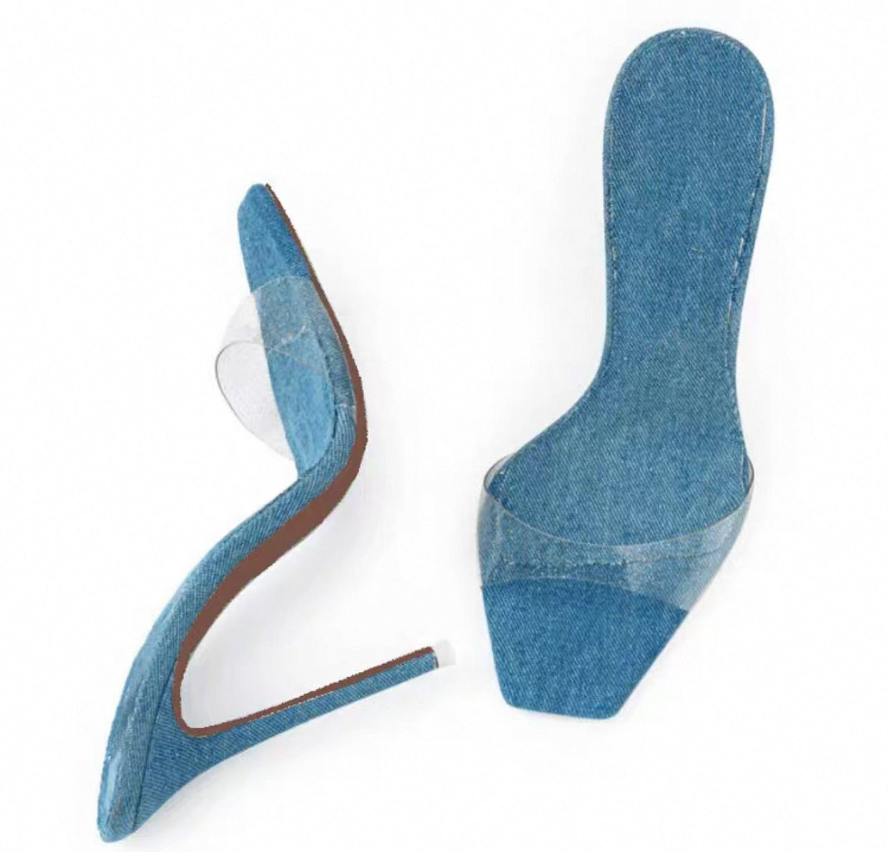 Bodhi Mule Stiletto Heels in Denim