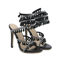 Embellished Spiral Wrap Around Stiletto Heels Black